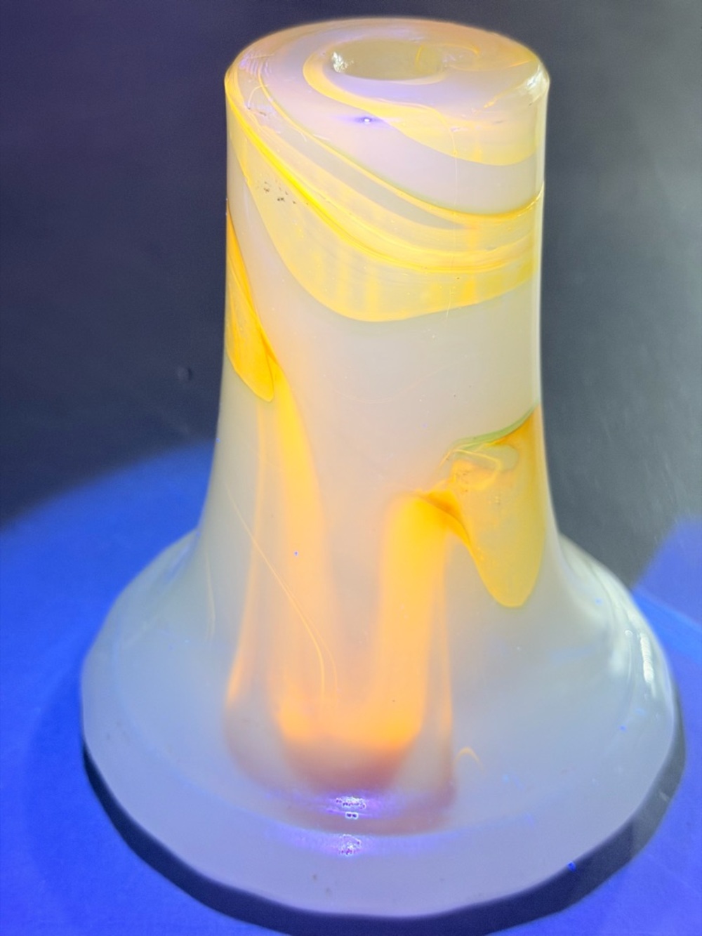 Vintage Cadmium Slag Glass Lamp Part 5.5” h    4.5” w Orange Glow!!!